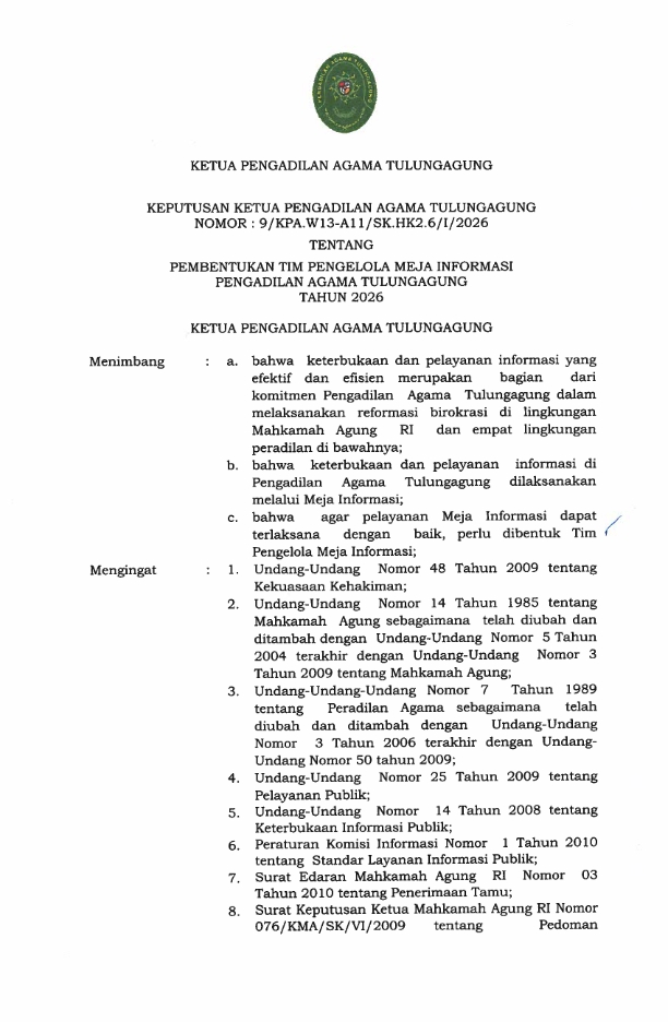 9. SK Tim Pengelola Meja Informasi 2026 001